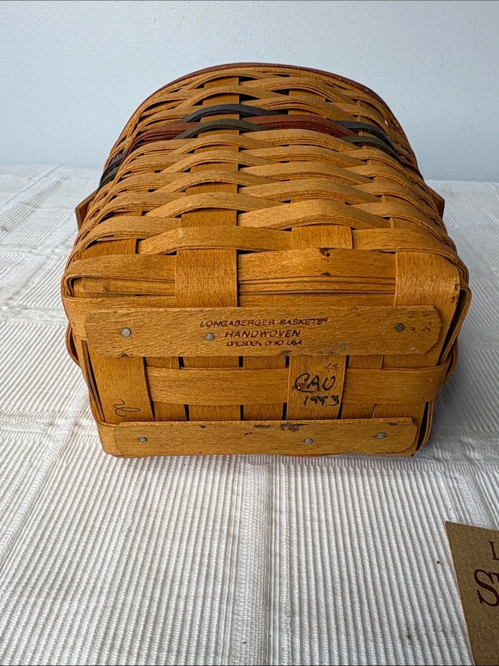 Vintage 1993 Longaberger Shades of Autumn Basket with Multicolor Accent Bands